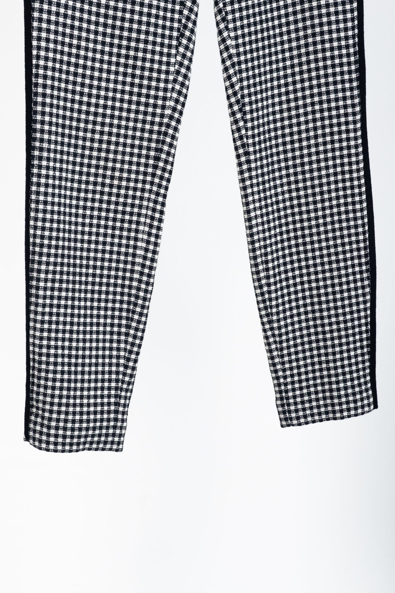 Luisa Cerano White & Navy Check-Jacquard Slim Pants