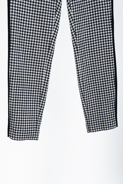 Luisa Cerano White & Navy Check-Jacquard Slim Pants