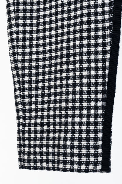 Luisa Cerano White & Navy Check-Jacquard Slim Pants