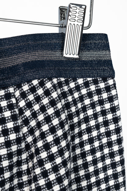 Luisa Cerano White & Navy Check-Jacquard Slim Pants