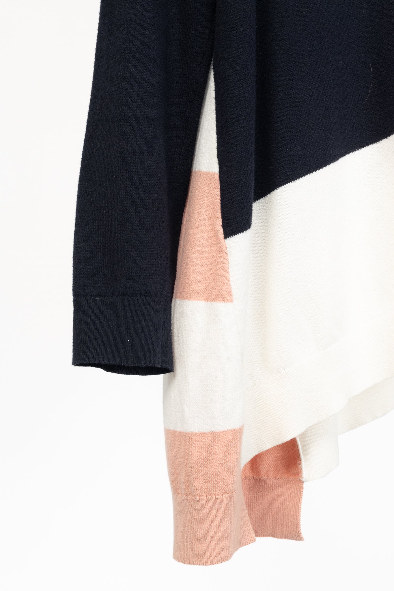 Luisa Cerano Navy & White Striped Cotton-Blend Asymmetric Sweater