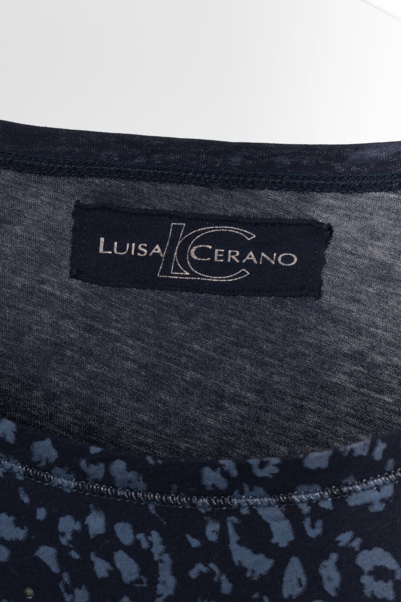 Luisa Cerano Blue Zebra-Print Rhinestone Cotton-Jersey T-Shirt