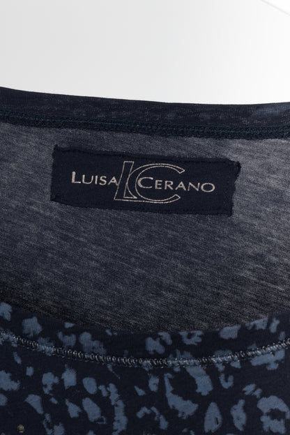 Luisa Cerano Blue Zebra-Print Rhinestone Cotton-Jersey T-Shirt
