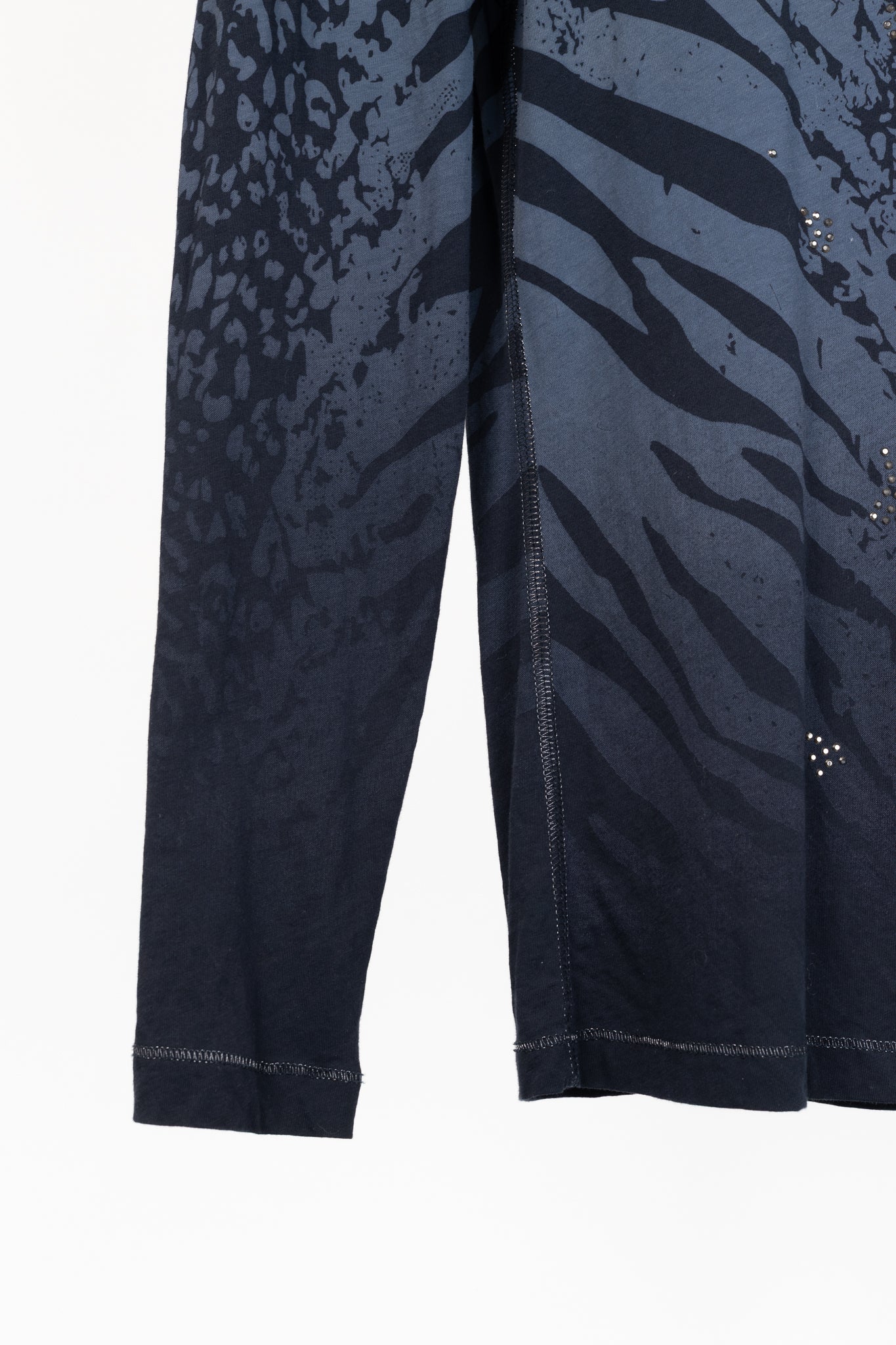 Luisa Cerano Blue Zebra-Print Rhinestone Cotton-Jersey T-Shirt