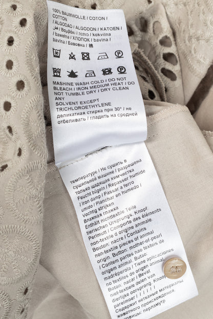 Luisa Cerano SS22 Taupe Cotton Broderie Anglaise Shirt Dress