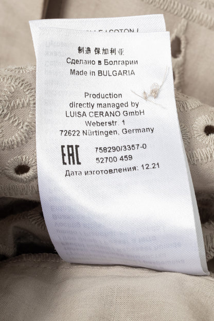 Luisa Cerano SS22 Taupe Cotton Broderie Anglaise Shirt Dress