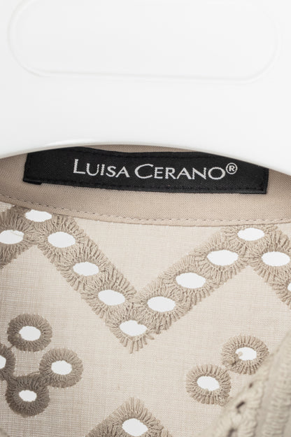 Luisa Cerano SS22 Taupe Cotton Broderie Anglaise Shirt Dress