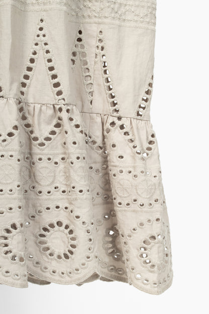 Luisa Cerano SS22 Taupe Cotton Broderie Anglaise Shirt Dress