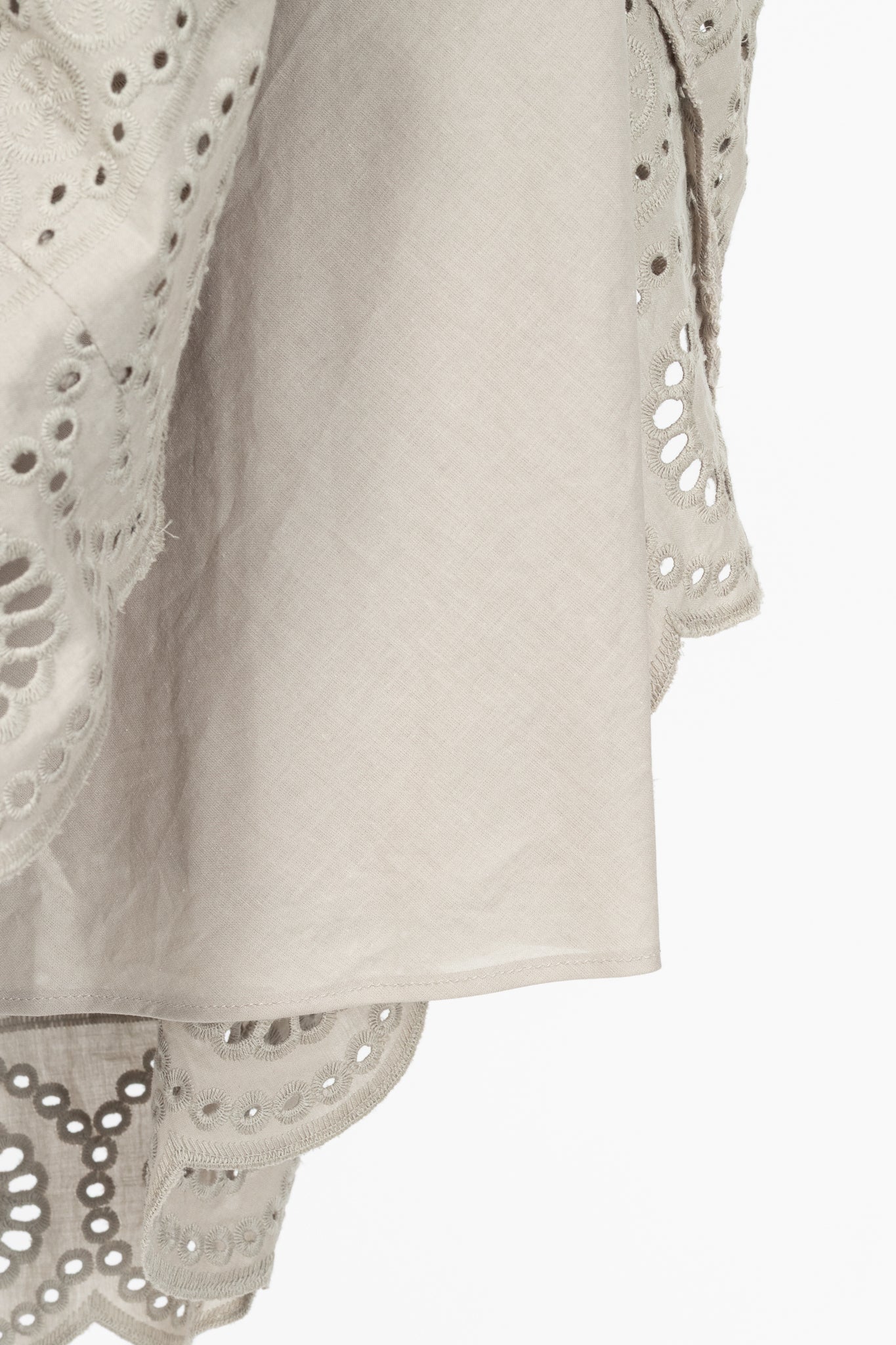 Luisa Cerano SS22 Taupe Cotton Broderie Anglaise Shirt Dress