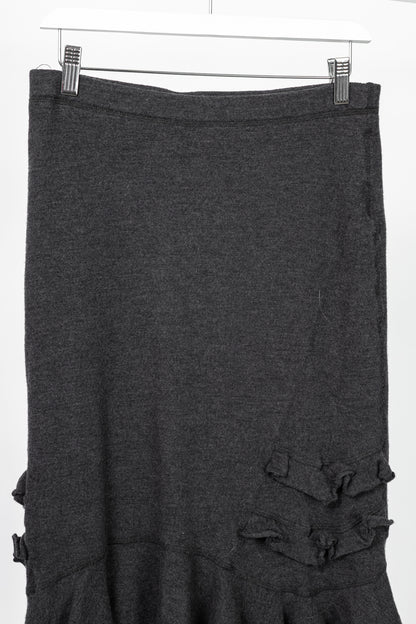 Luisa Cerano Grey Wool Flannel-Jersey Ruffle Skirt