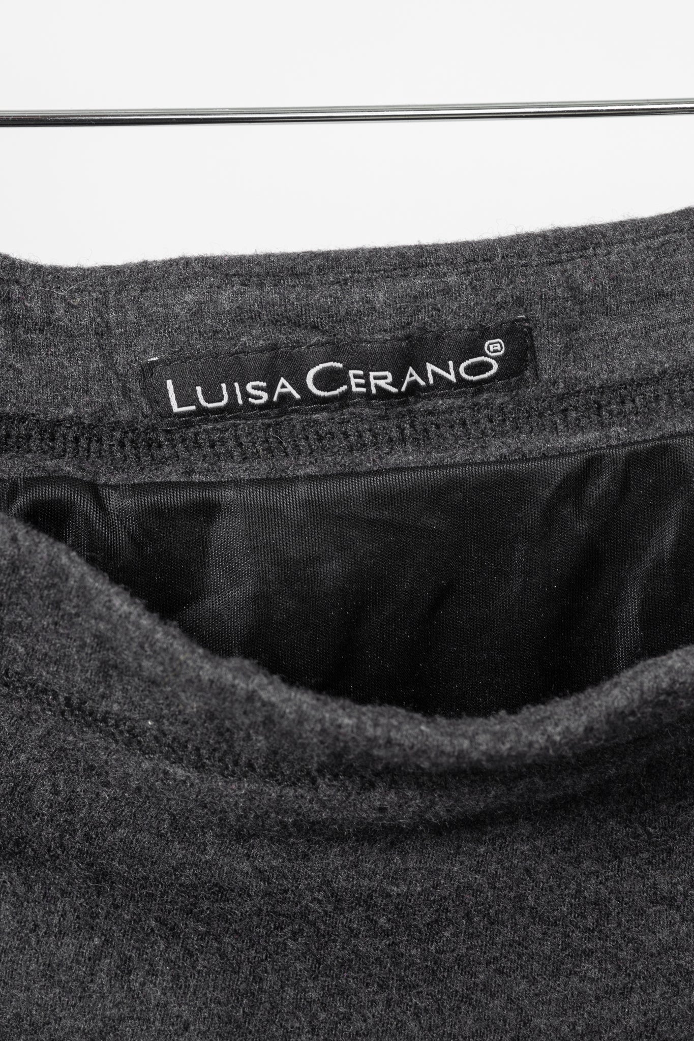 Luisa Cerano Grey Wool Flannel-Jersey Ruffle Skirt