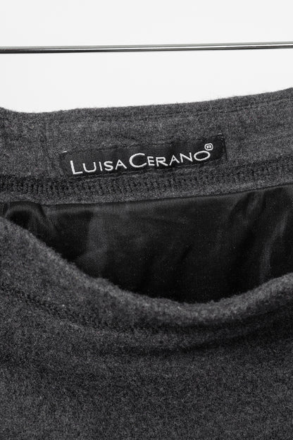 Luisa Cerano Grey Wool Flannel-Jersey Ruffle Skirt
