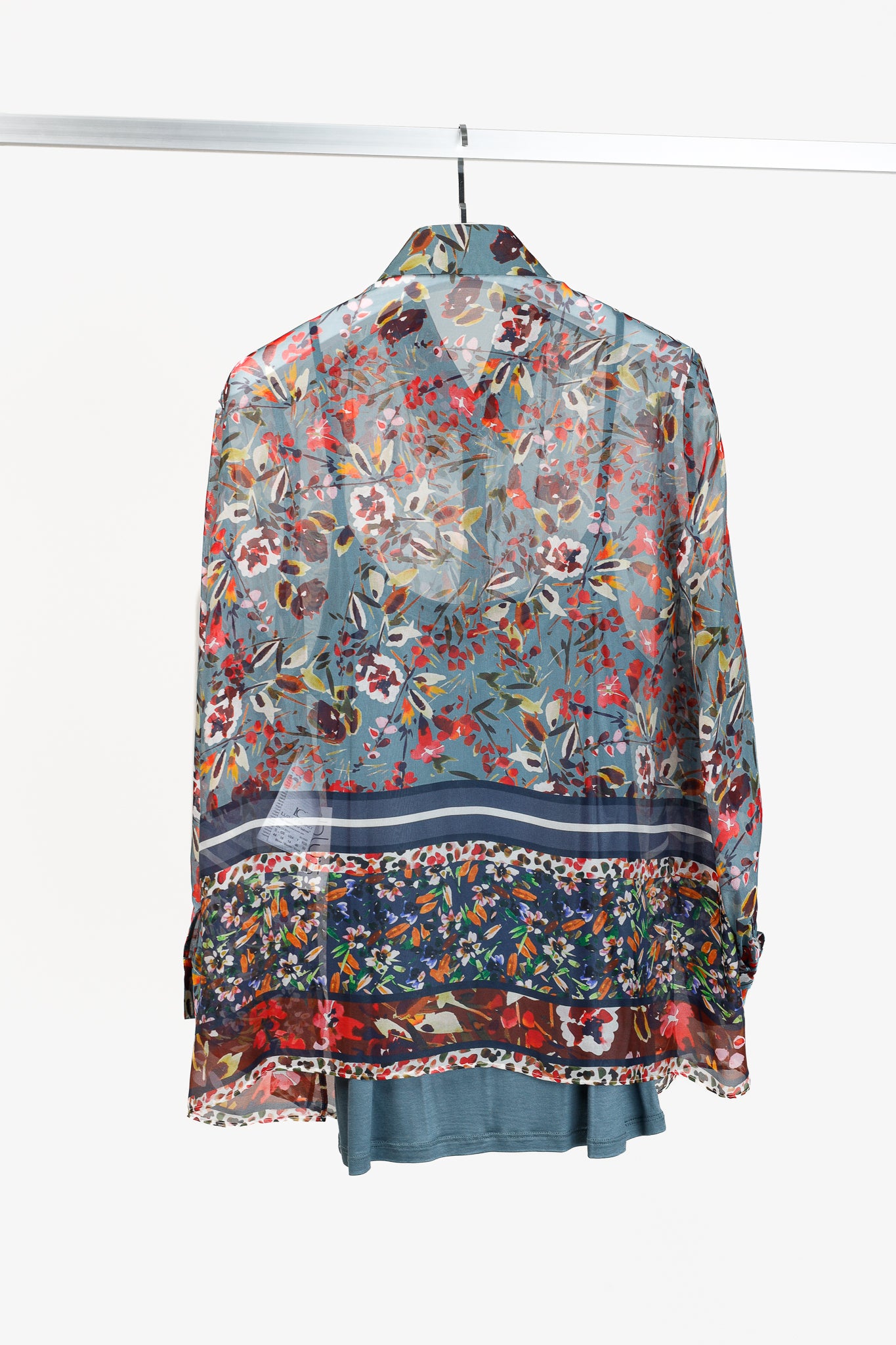 Luisa Cerano AW/21 Blue-Multicoloured Silk Floral Print Blouse