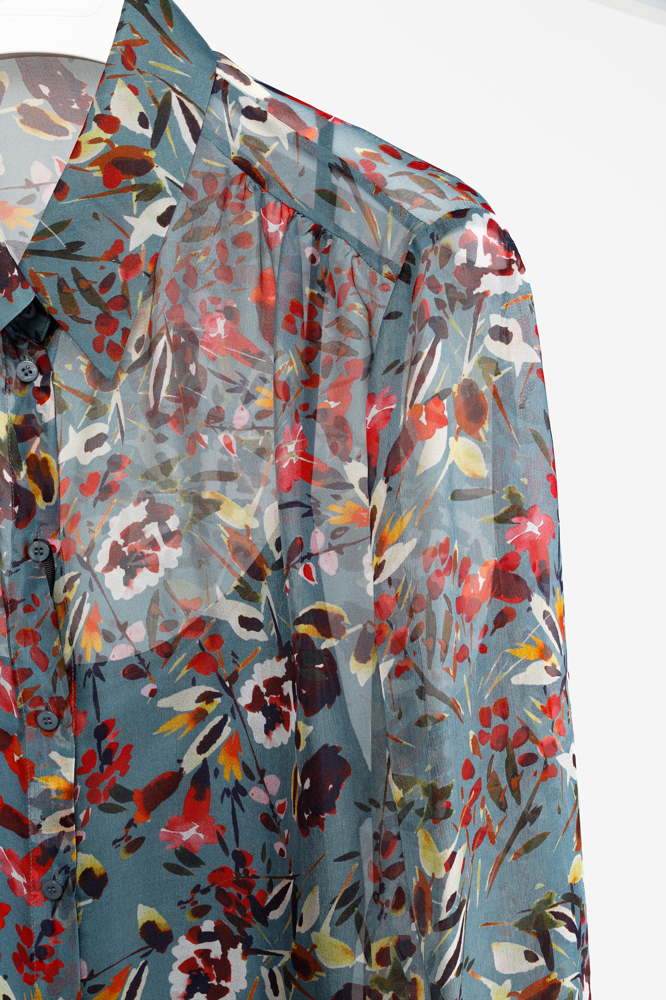 Luisa Cerano AW/21 Blue-Multicoloured Silk Floral Print Blouse