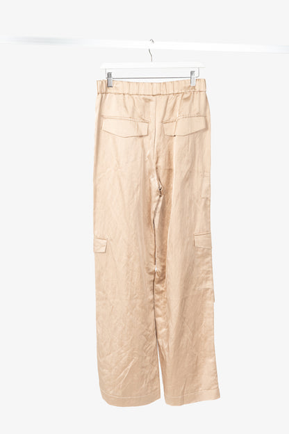 Luisa Cerano Cashew Cotton & Linen Satin Cargo Pants