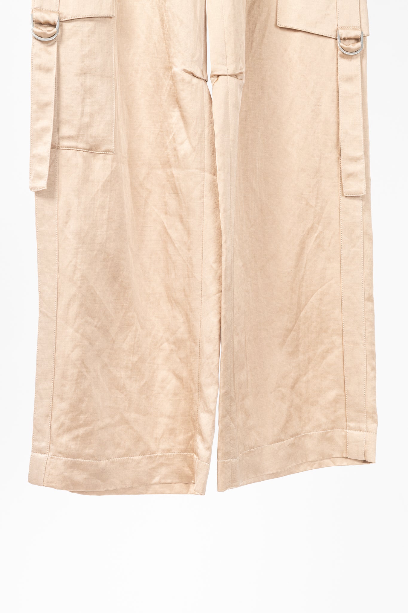 Luisa Cerano Cashew Cotton & Linen Satin Cargo Pants