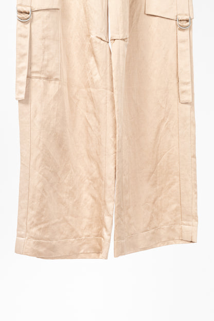 Luisa Cerano Cashew Cotton & Linen Satin Cargo Pants