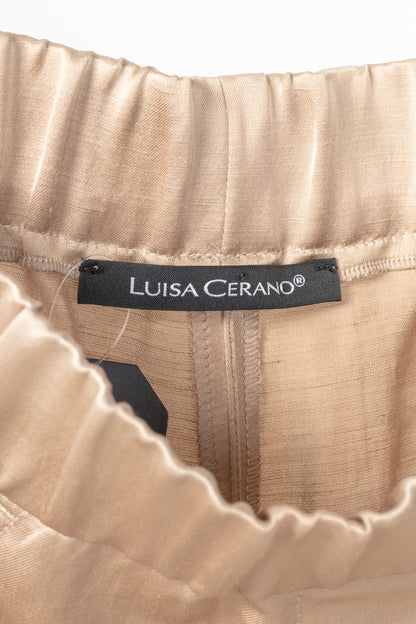 Luisa Cerano Cashew Cotton & Linen Satin Cargo Pants