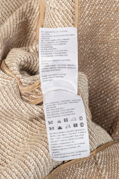 Luisa Cerano Brown Cotton Knit-Tweed Fringed Field Jacket