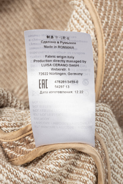 Luisa Cerano Brown Cotton Knit-Tweed Fringed Field Jacket