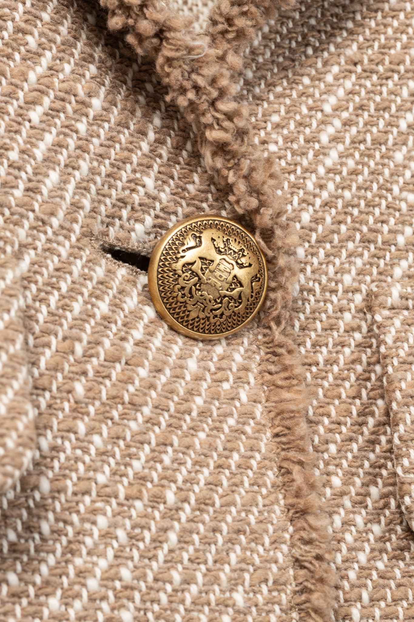 Luisa Cerano Brown Cotton Knit-Tweed Fringed Field Jacket