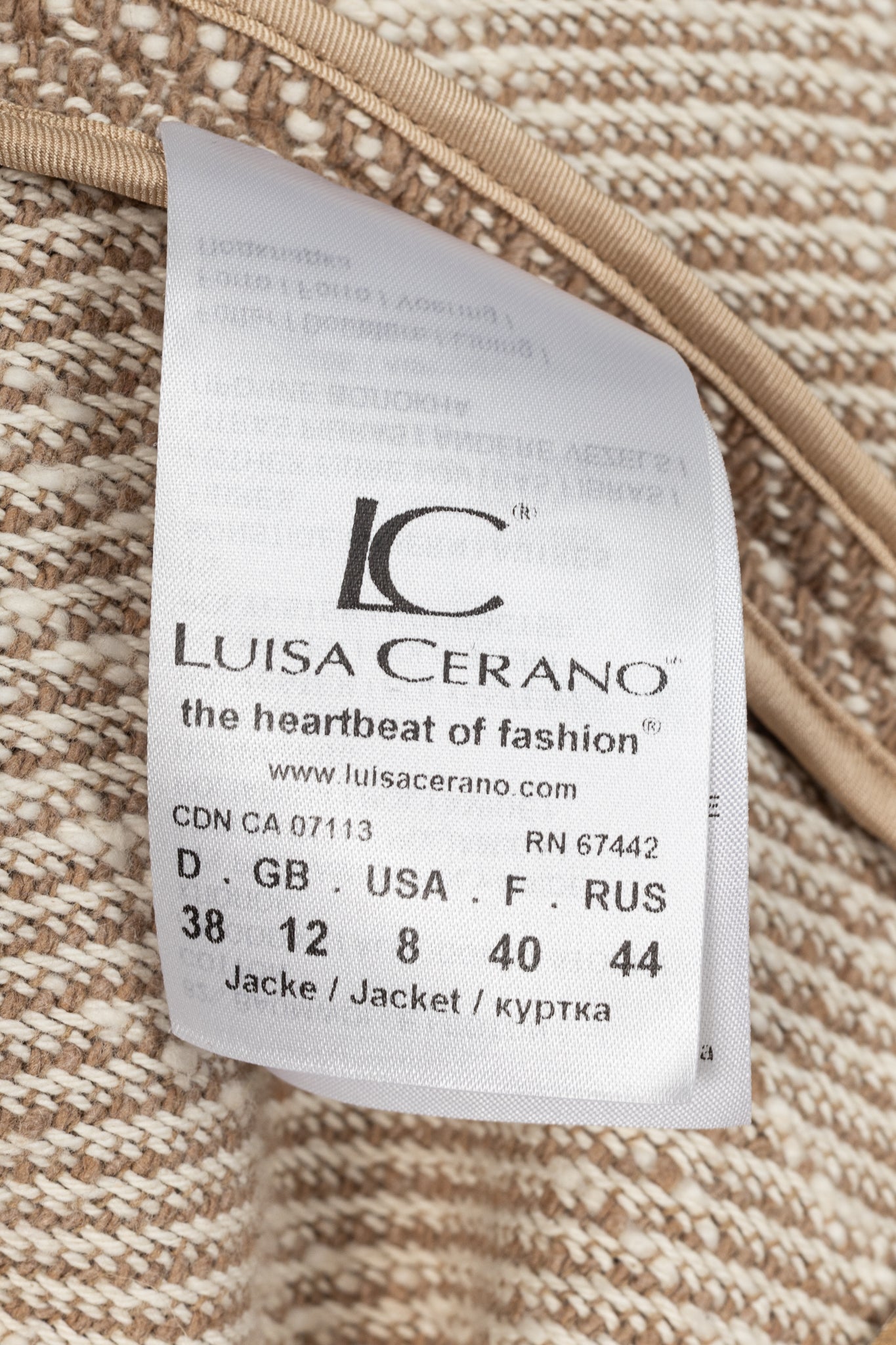 Luisa Cerano Brown Cotton Knit-Tweed Fringed Field Jacket