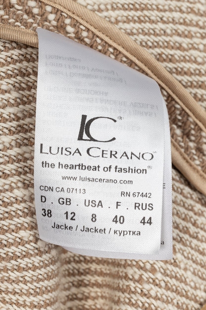 Luisa Cerano Brown Cotton Knit-Tweed Fringed Field Jacket