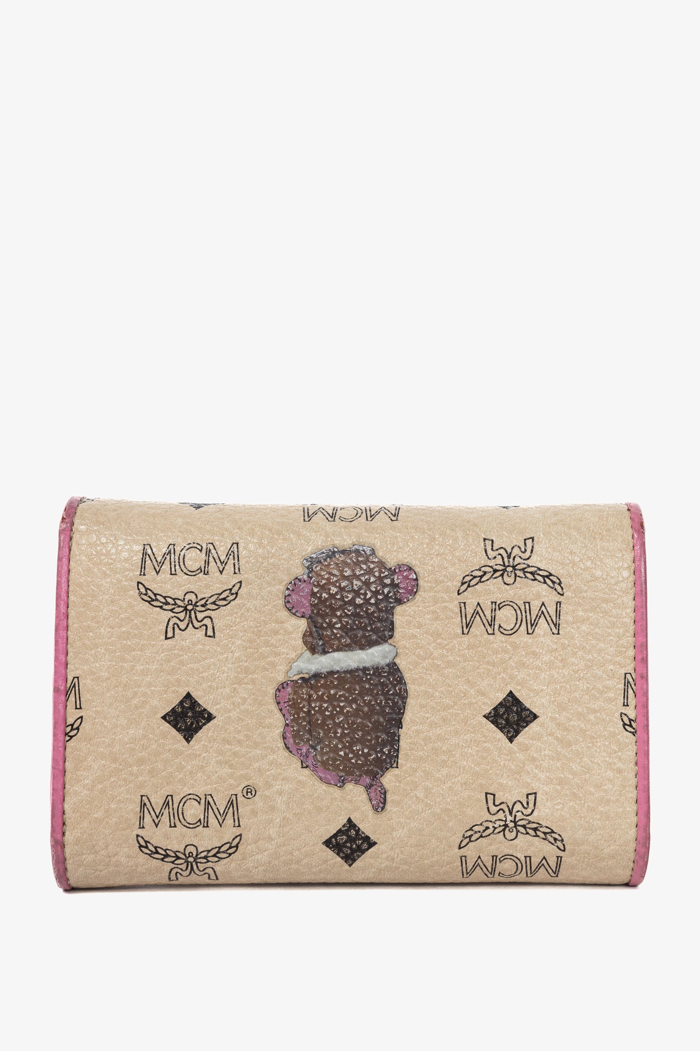 MCM Beige Leather Monogram & Bear-Print Wallet