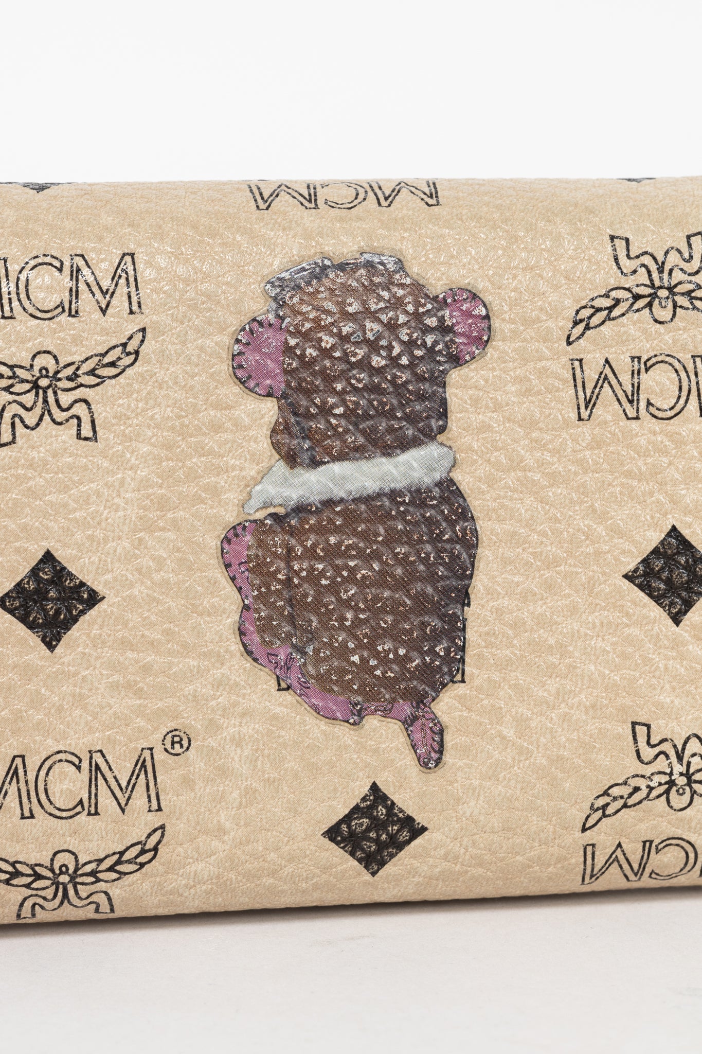 MCM Beige Leather Monogram & Bear-Print Wallet
