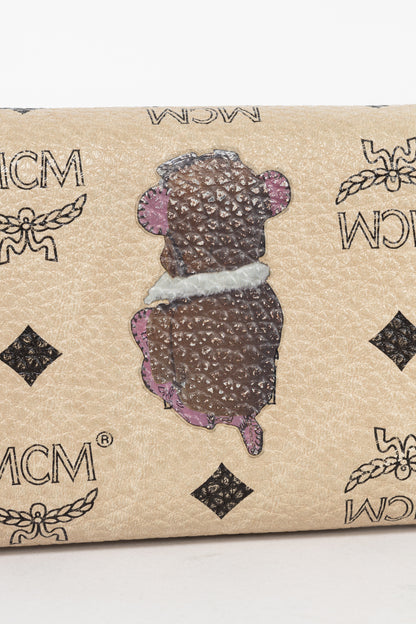 MCM Beige Leather Monogram & Bear-Print Wallet