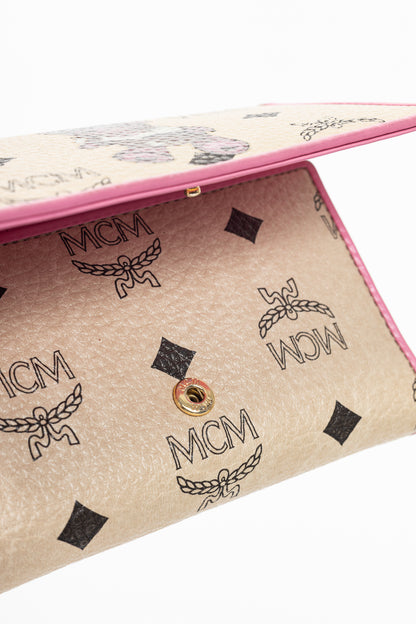 MCM Beige Leather Monogram & Bear-Print Wallet