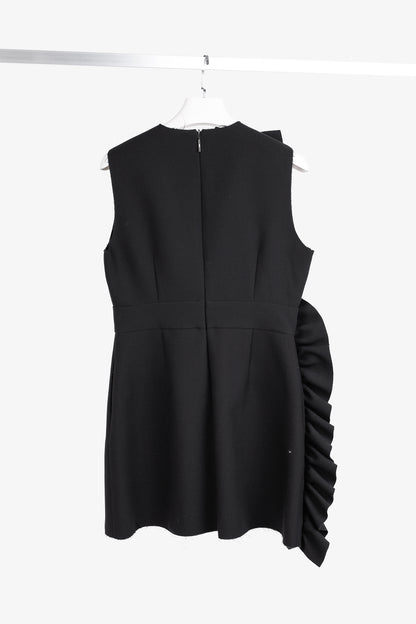MSGM Black Crepe Ruffle Sleeveless Mini Dress