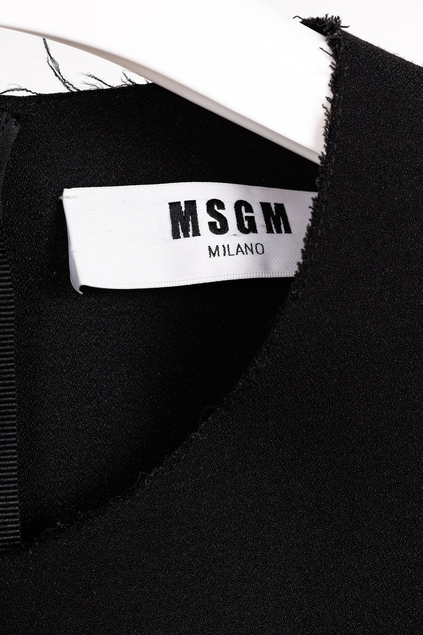 MSGM Black Crepe Ruffle Sleeveless Mini Dress