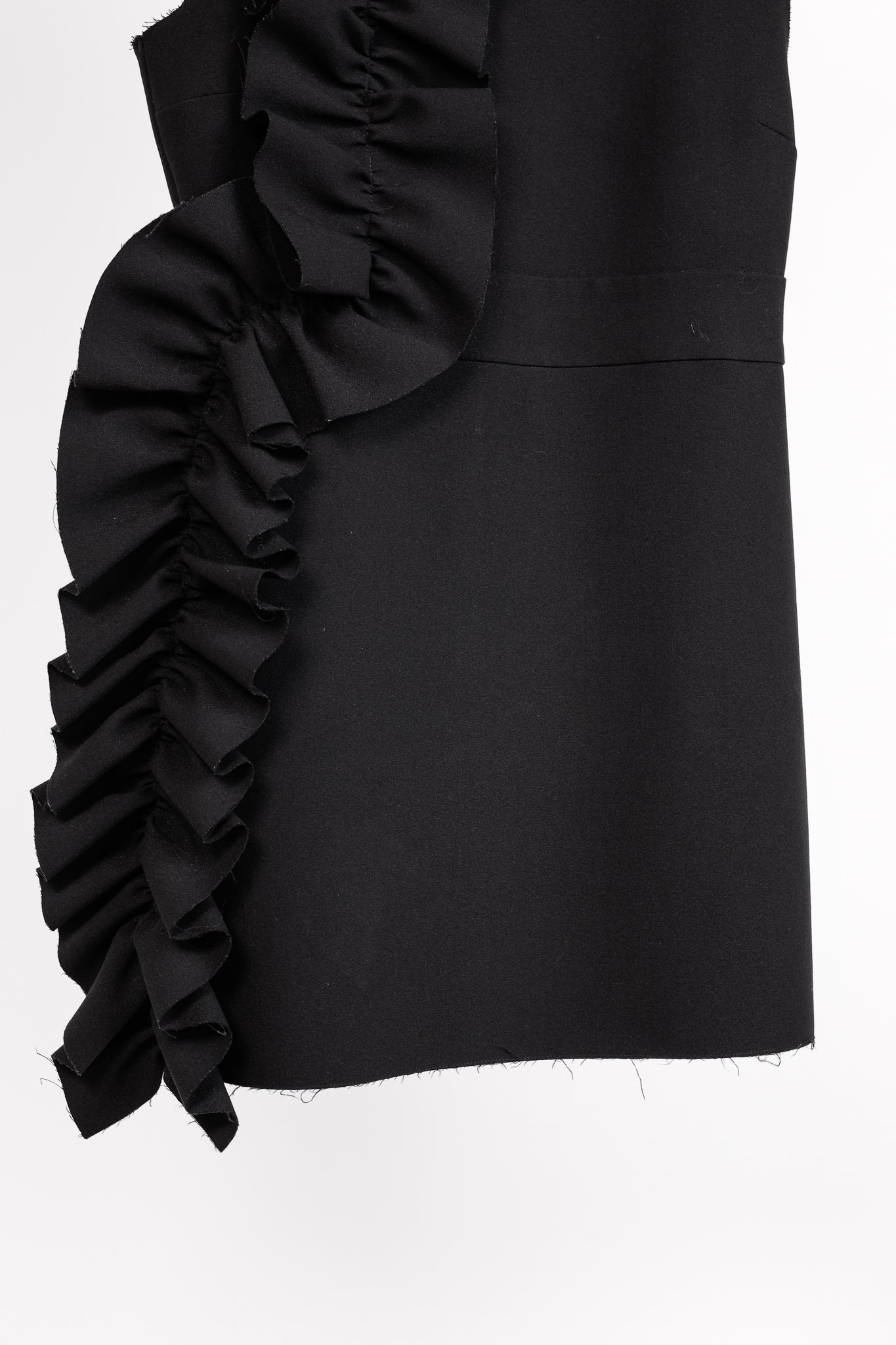 MSGM Black Crepe Ruffle Sleeveless Mini Dress