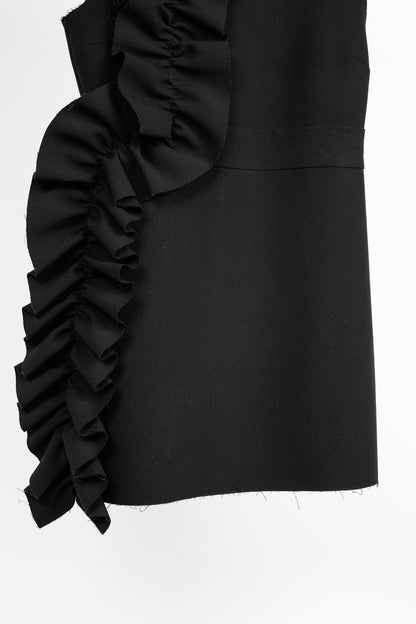 MSGM Black Crepe Ruffle Sleeveless Mini Dress