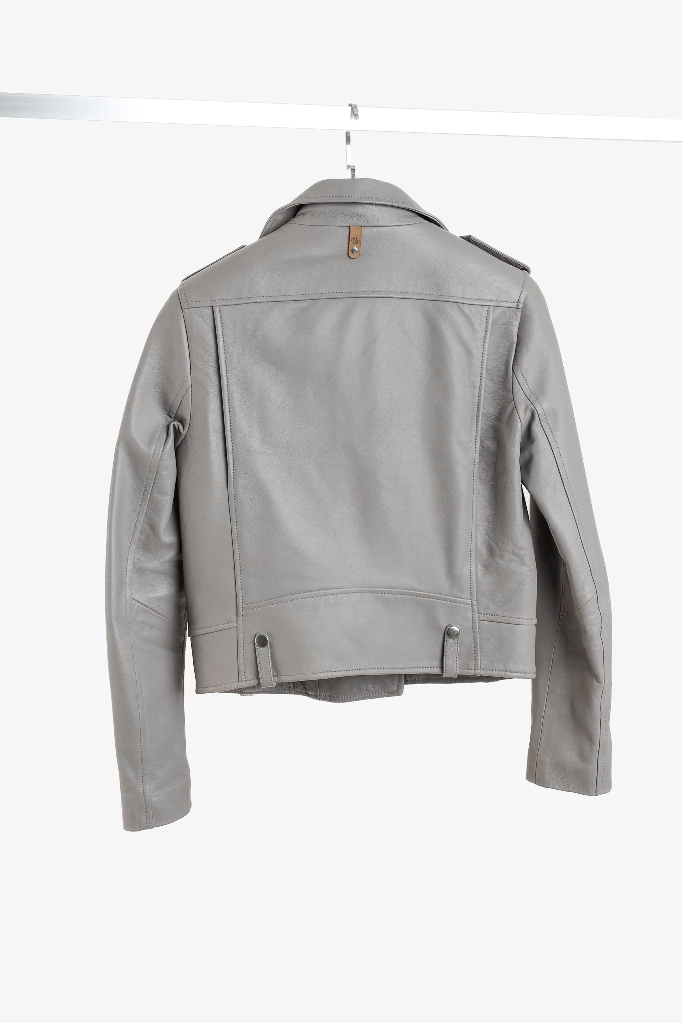 Mackage Baya Grey Leather Biker Jacket