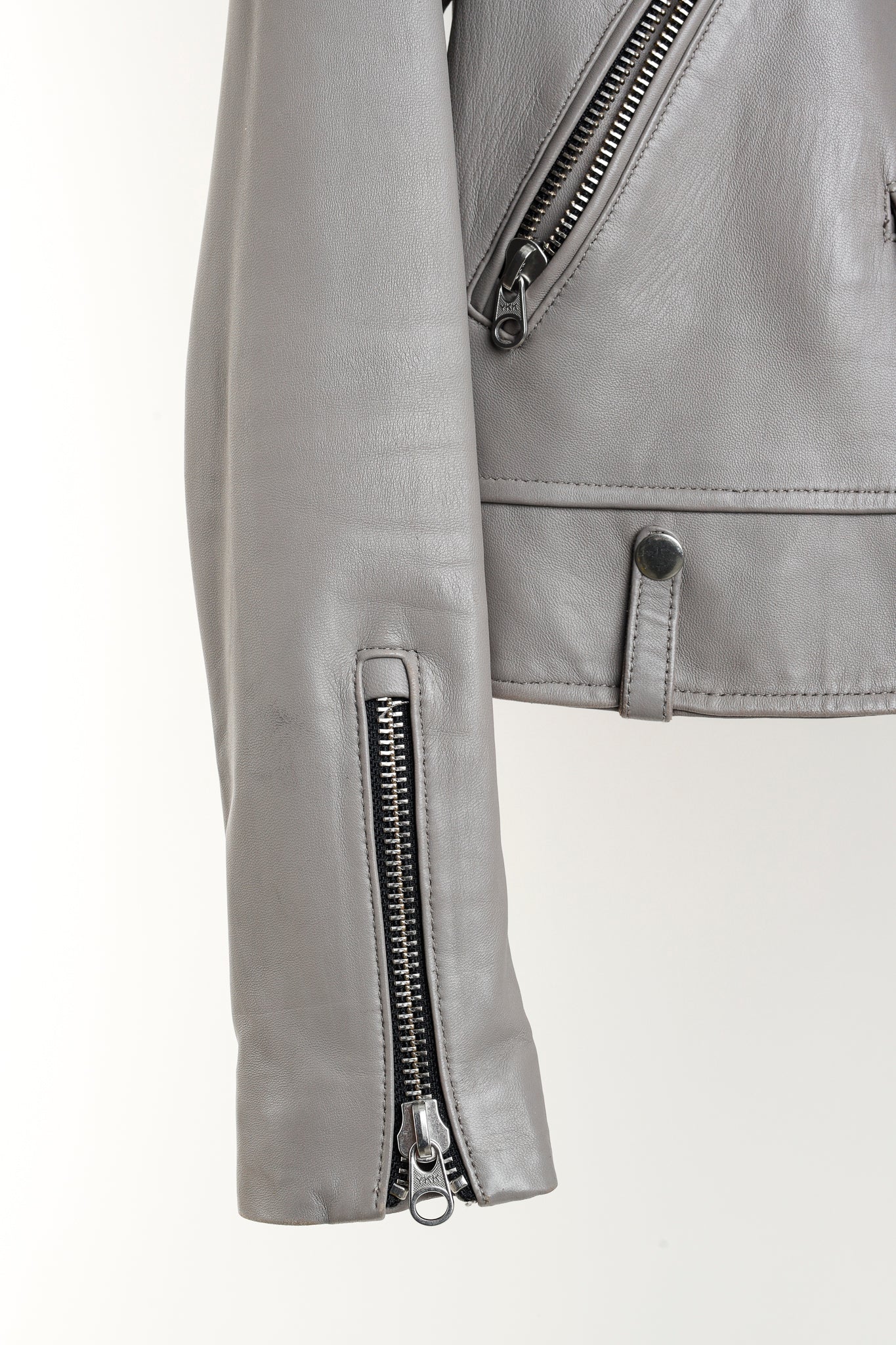 Mackage Baya Grey Leather Biker Jacket