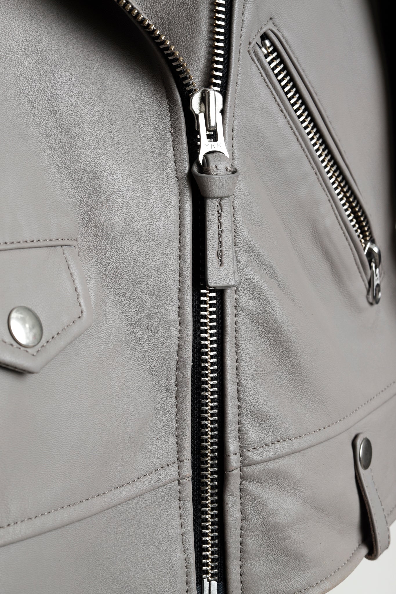 Mackage Baya Grey Leather Biker Jacket