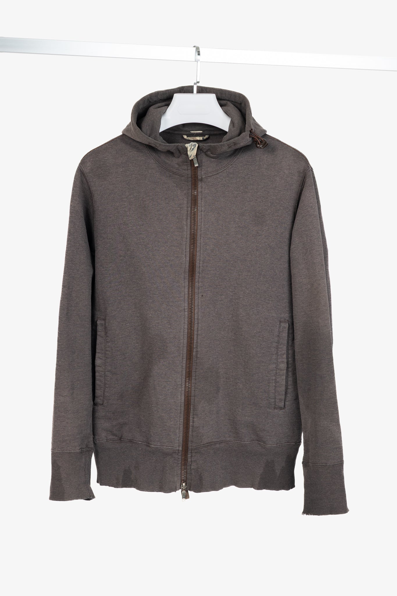Maharishi Brown Cotton Embroidered-Back Zip Hoodie