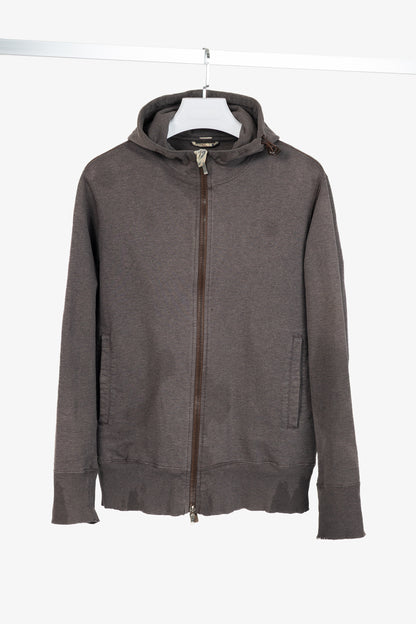 Maharishi Brown Cotton Embroidered-Back Zip Hoodie