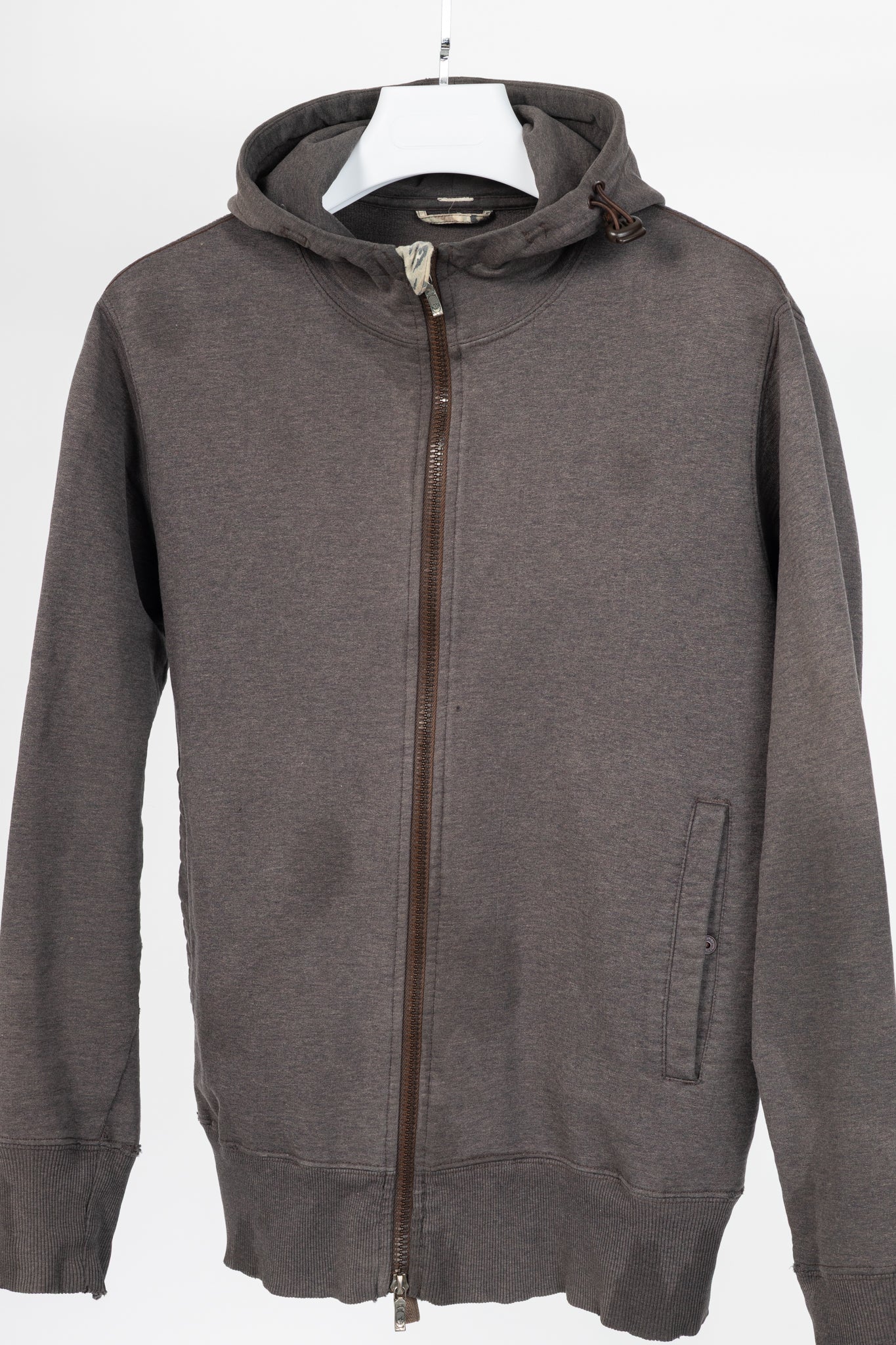 Maharishi Brown Cotton Embroidered-Back Zip Hoodie