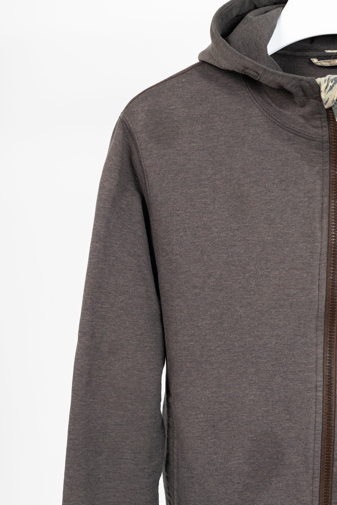 Maharishi Brown Cotton Embroidered-Back Zip Hoodie