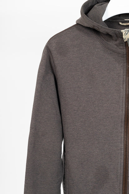 Maharishi Brown Cotton Embroidered-Back Zip Hoodie