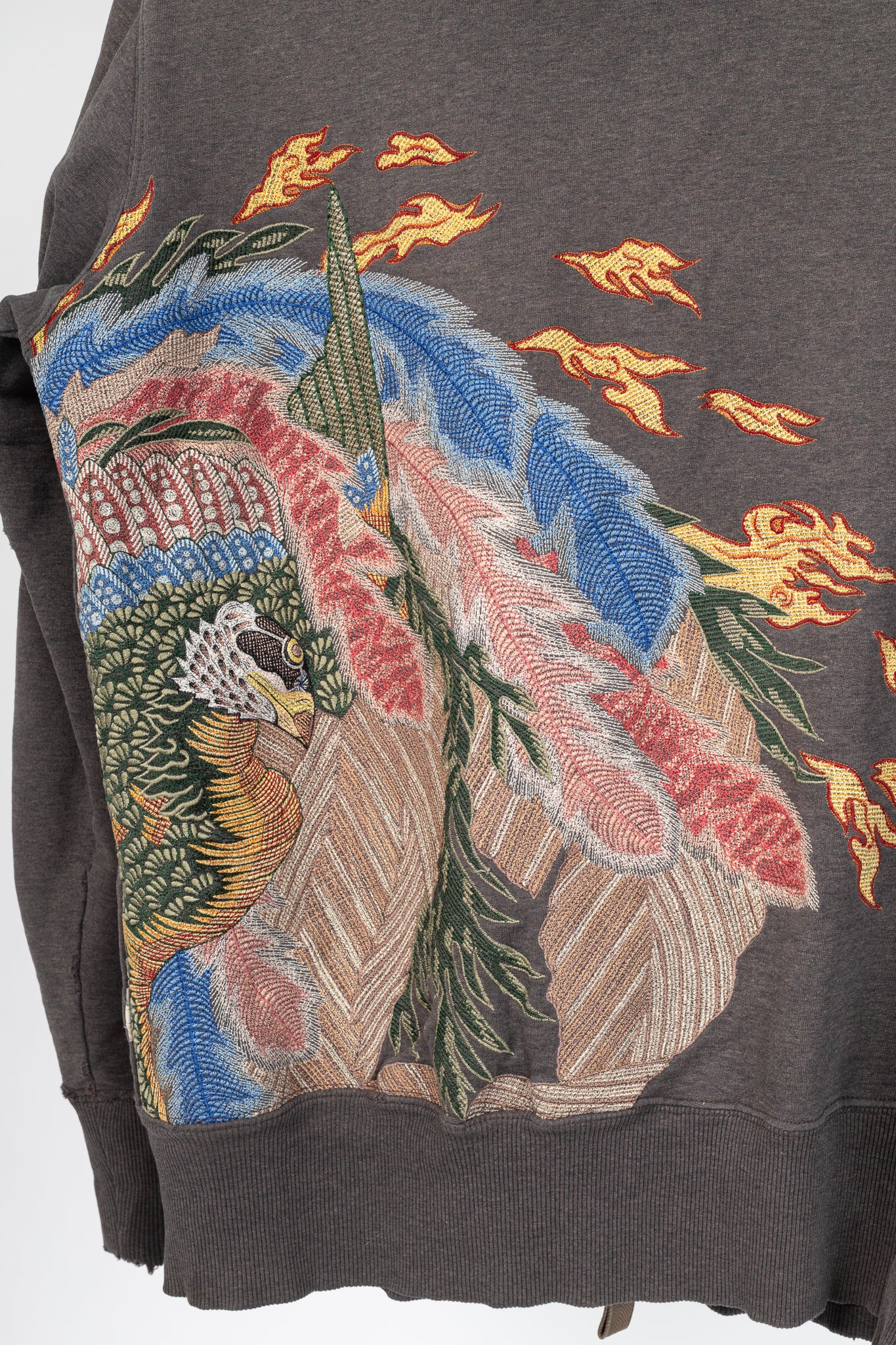Maharishi Brown Cotton Embroidered-Back Zip Hoodie