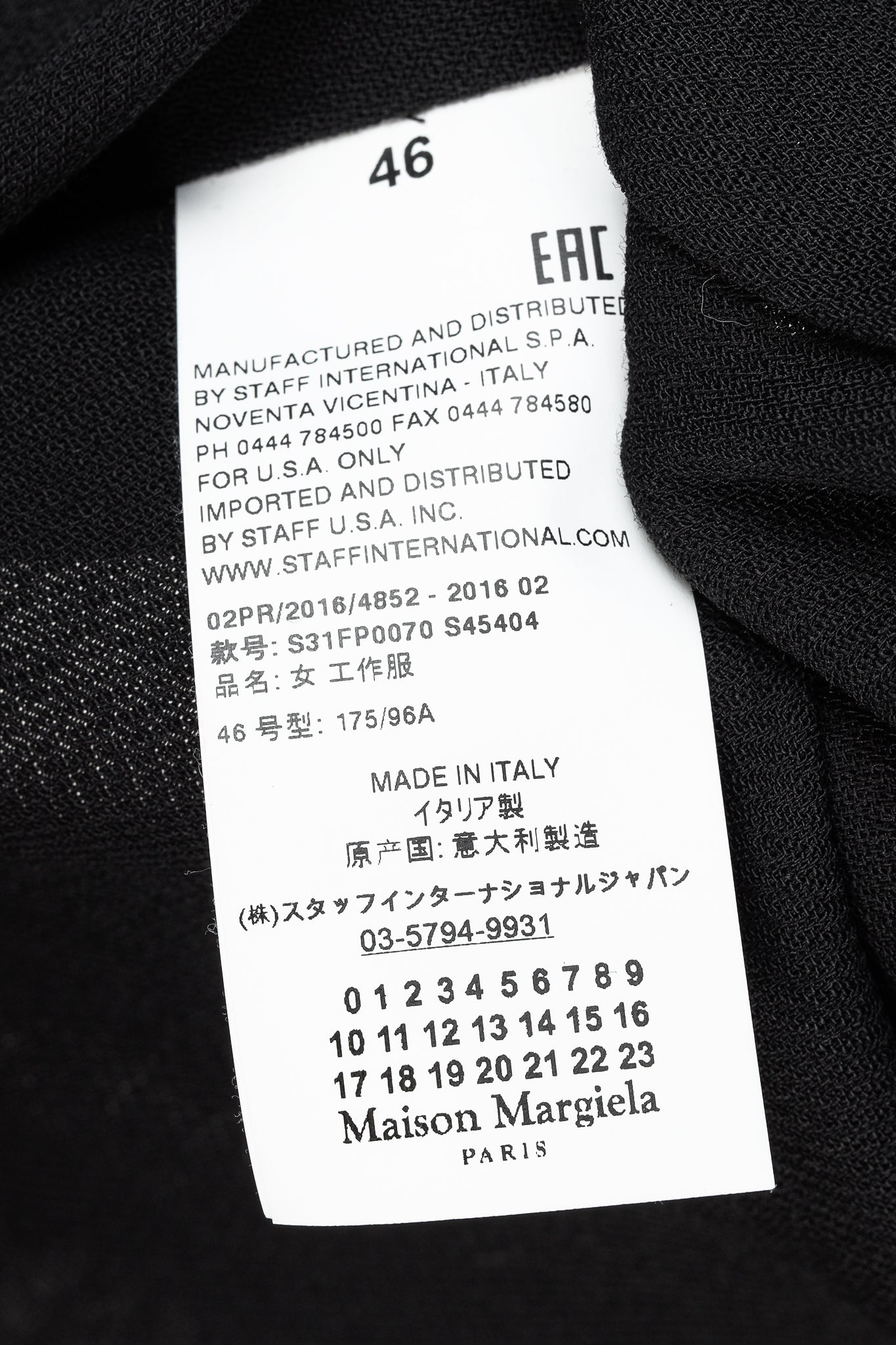 Maison Margiela S/S 2016 Black Wool Crepe Cowl-Neck Cut-Out-Back Sleeveless Jumpsuit