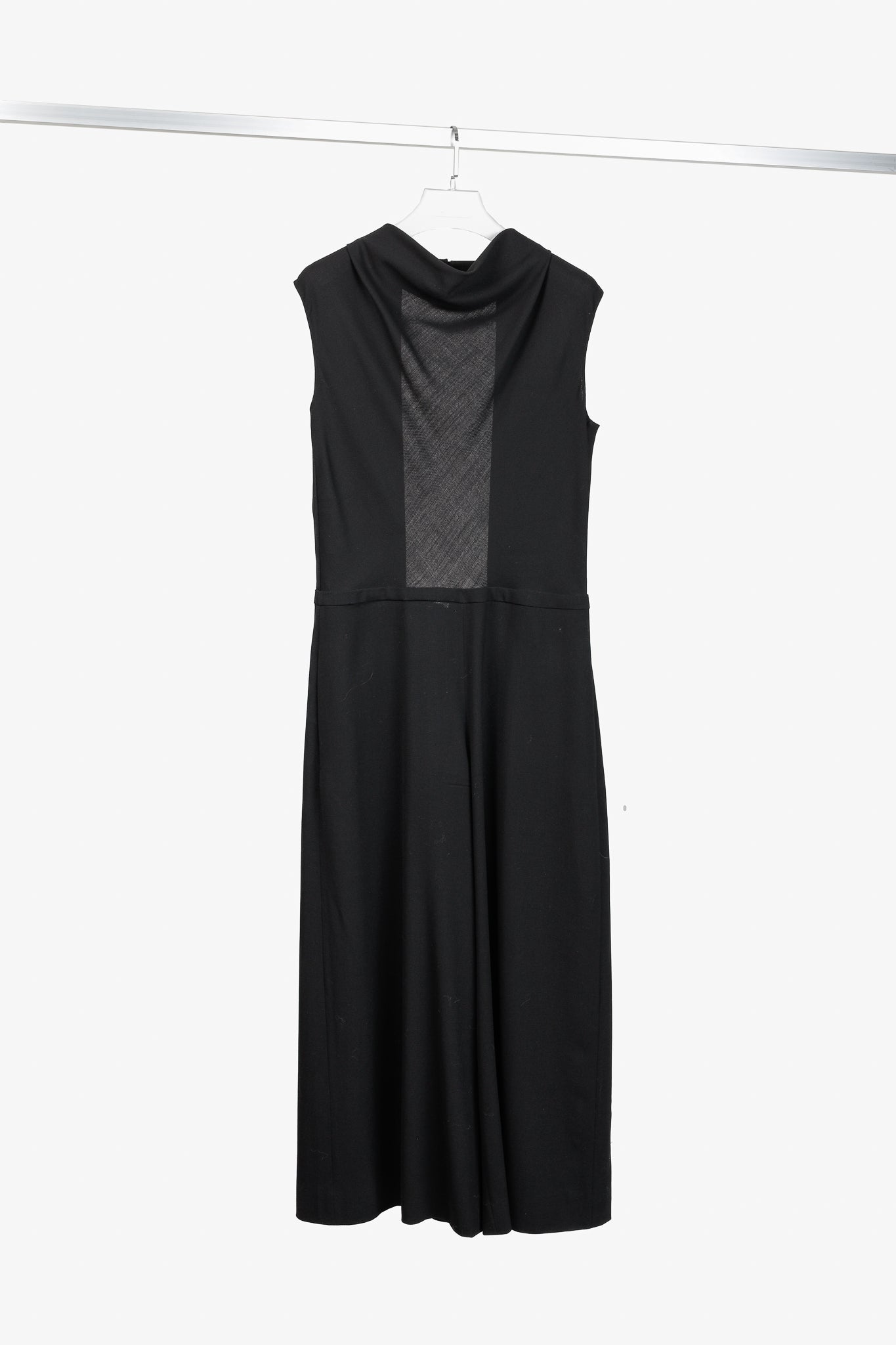 Maison Margiela S/S 2016 Black Wool Crepe Cowl-Neck Cut-Out-Back Sleeveless Jumpsuit