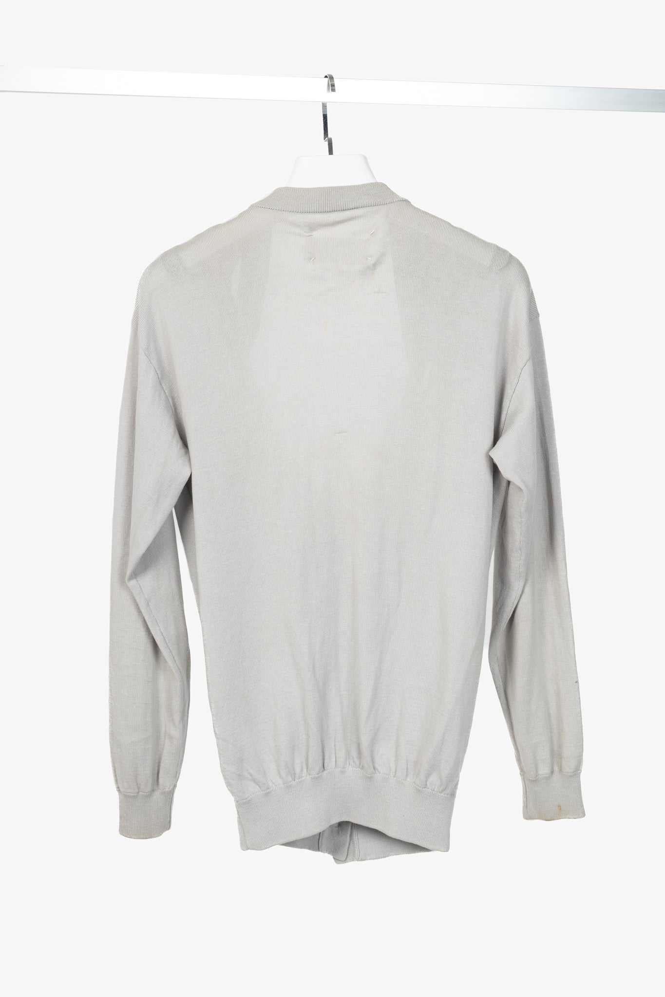 Maison Margiela R14 Grey Cotton Knit Twist-V-Neck Cardigan
