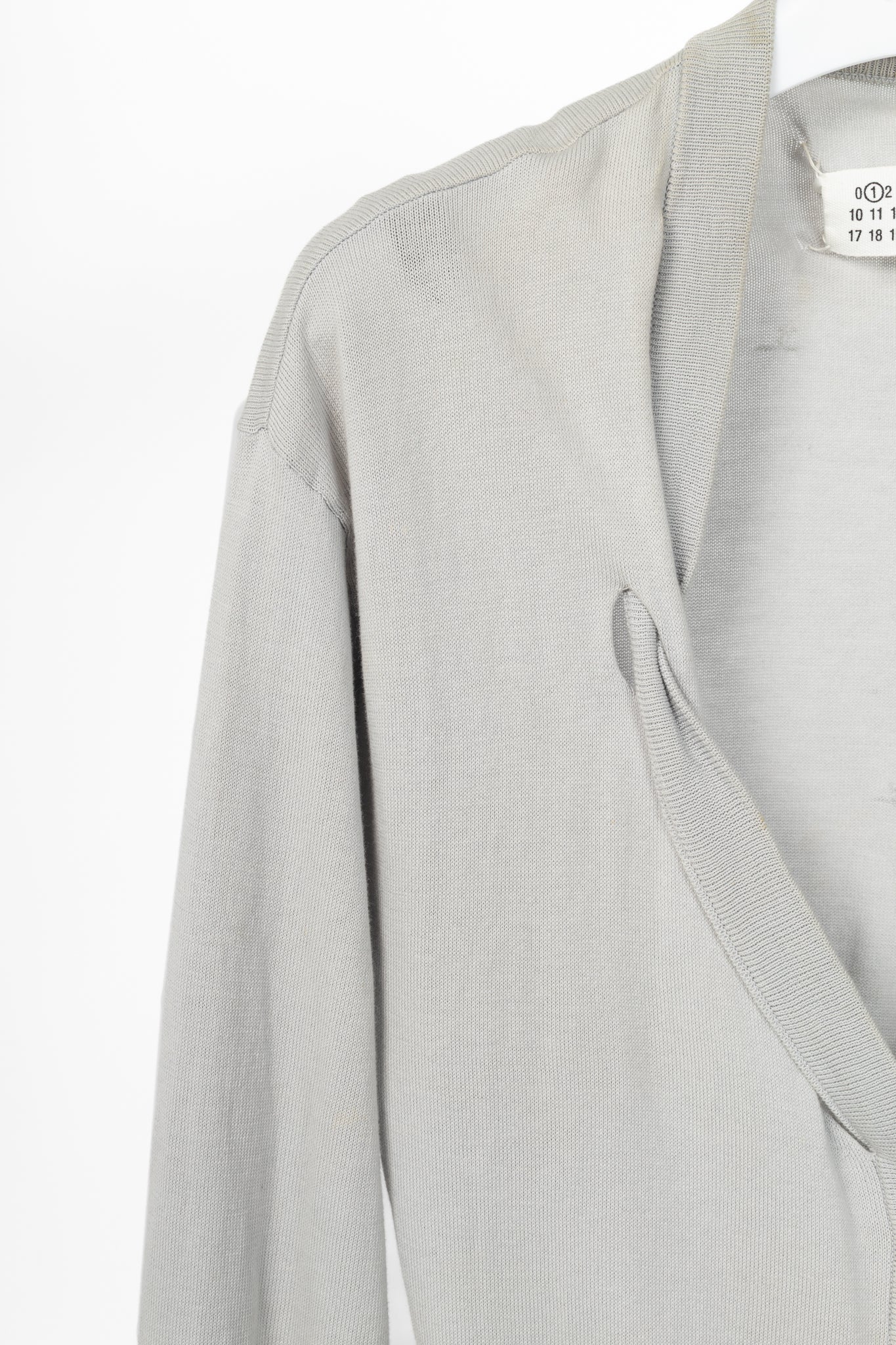 Maison Margiela R14 Grey Cotton Knit Twist-V-Neck Cardigan