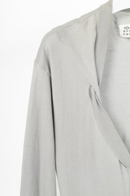 Maison Margiela R14 Grey Cotton Knit Twist-V-Neck Cardigan