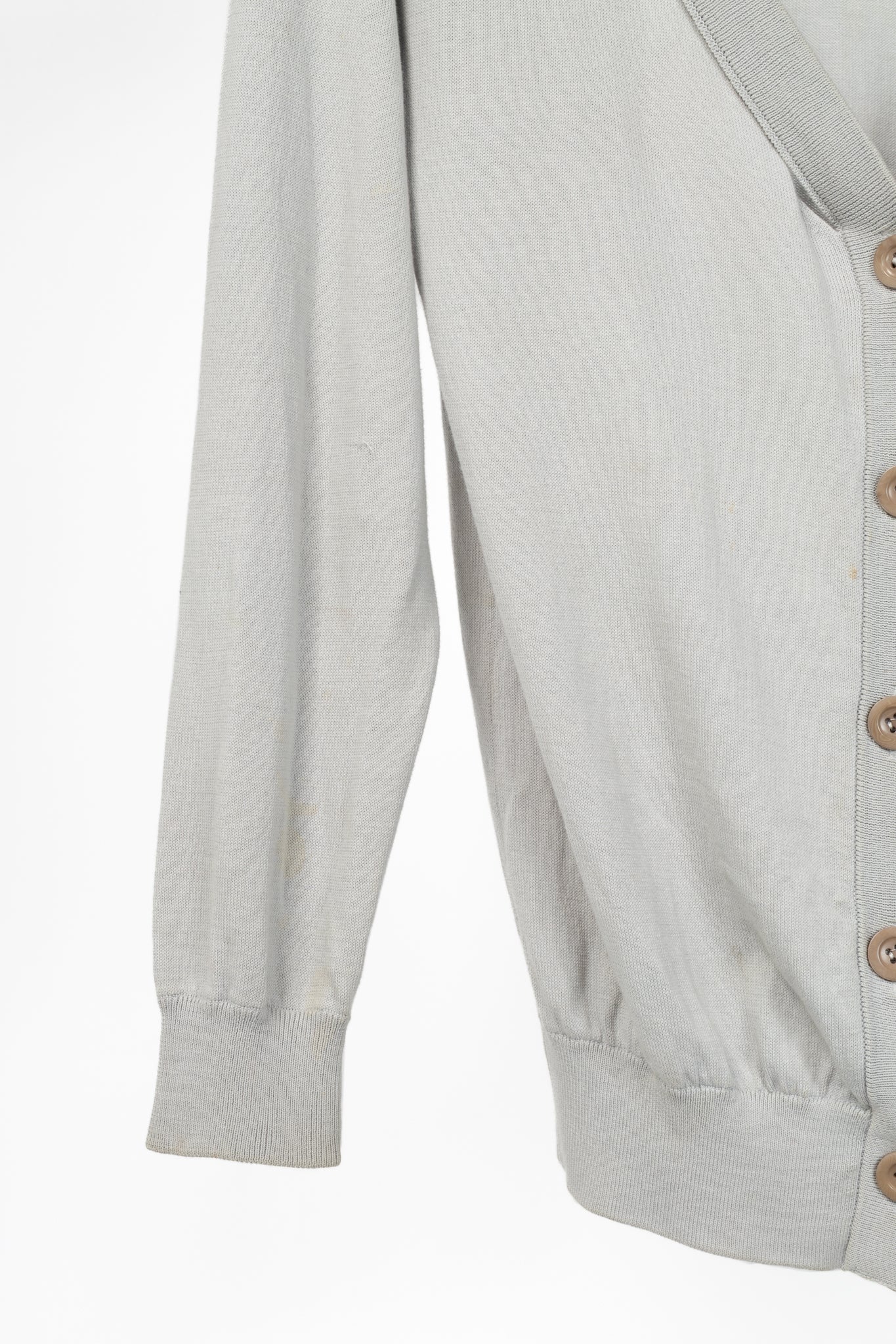 Maison Margiela R14 Grey Cotton Knit Twist-V-Neck Cardigan